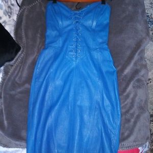 Leather Wilson's Turquoise Strapless Dress